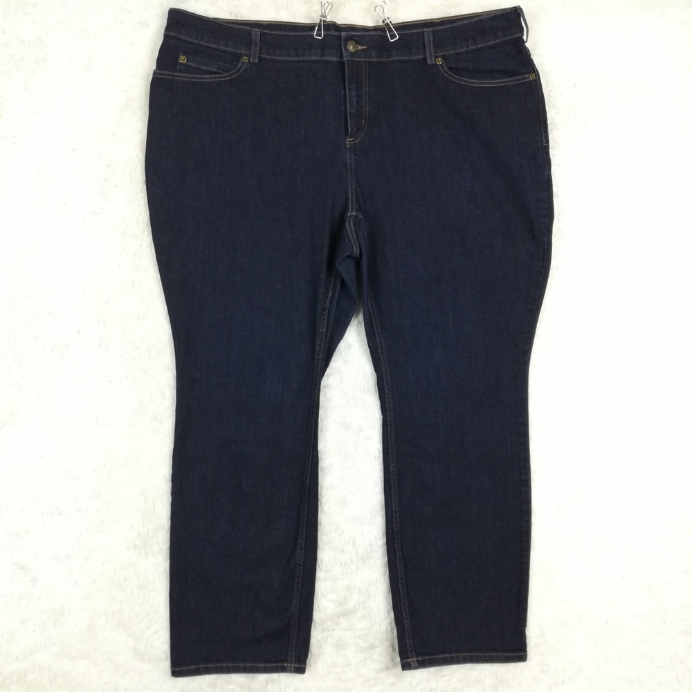 Duluth Trading Womens Jeans Daily Denim Slim Leg Blue Dark Wash Plus 22W